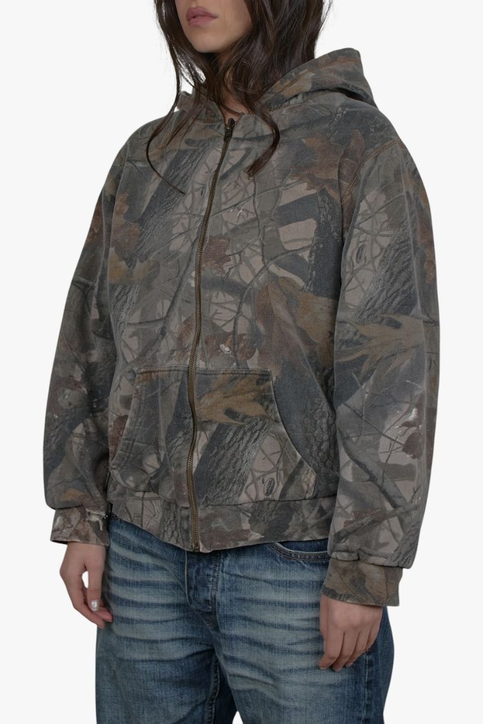 Retro Camouflage Zip-Up Hoodie